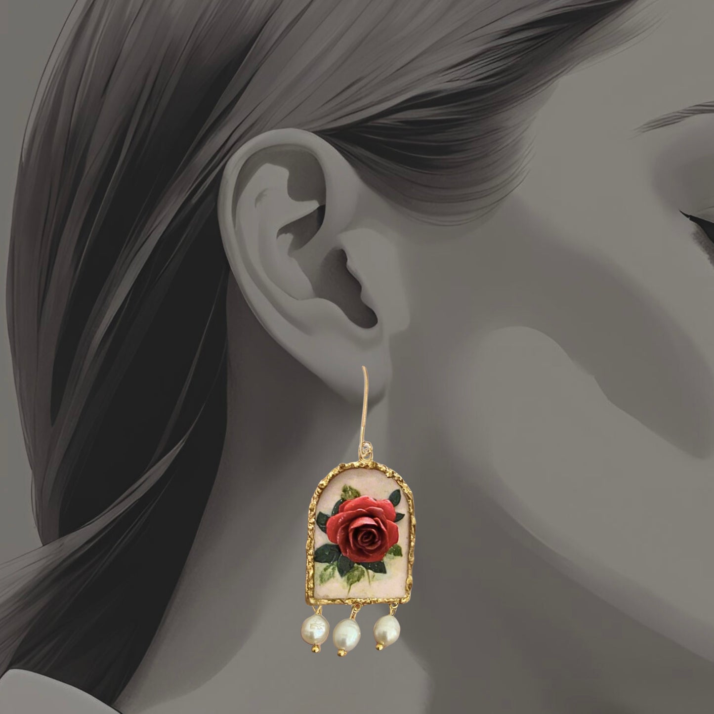 Victorian Rose Dangle Earrings