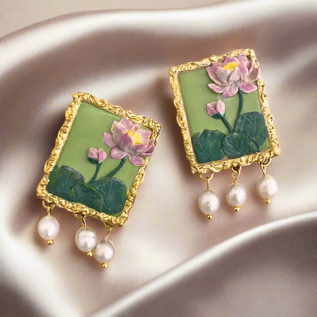 Regal Lotus Drop Earrings