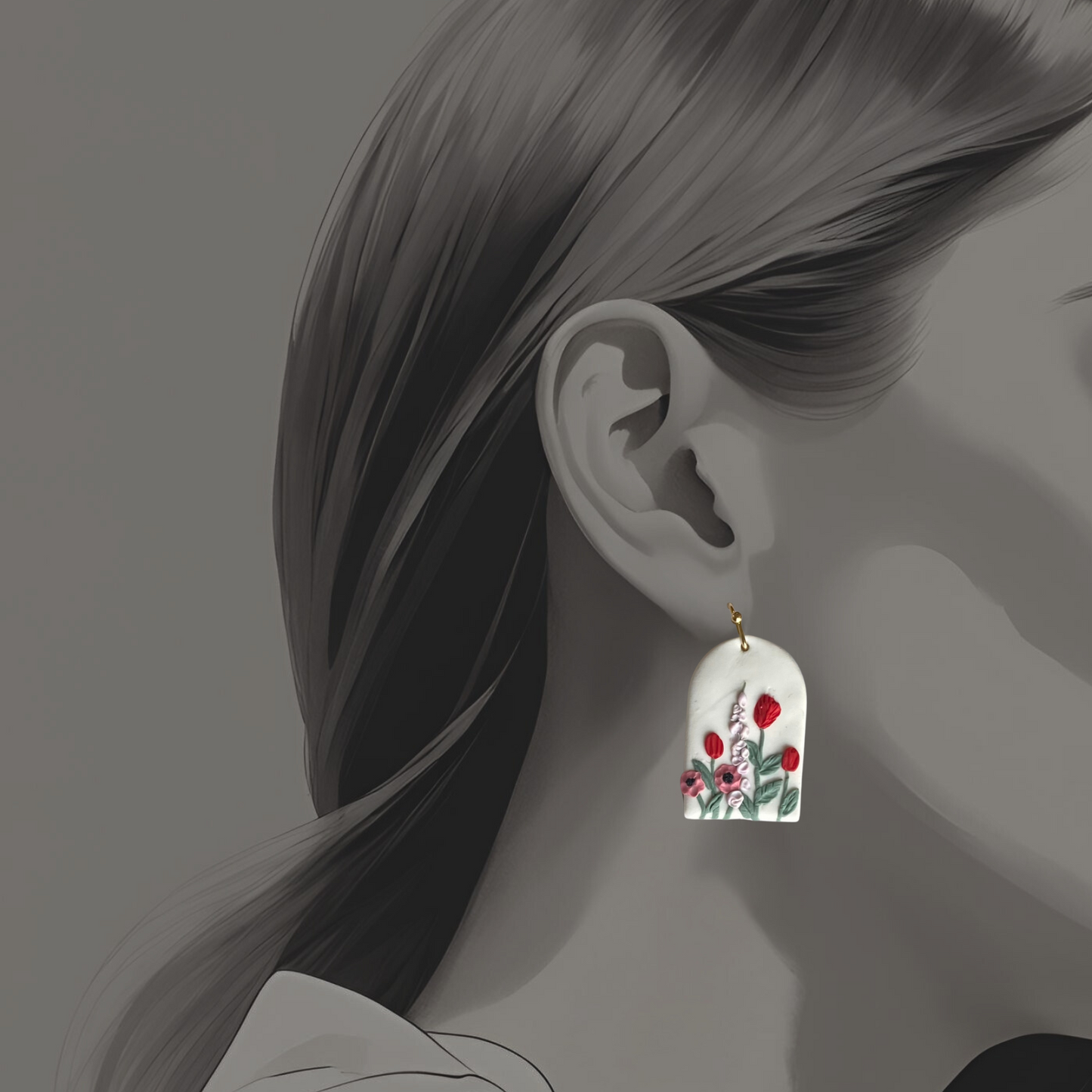 Crimson Fields Drop Earrings