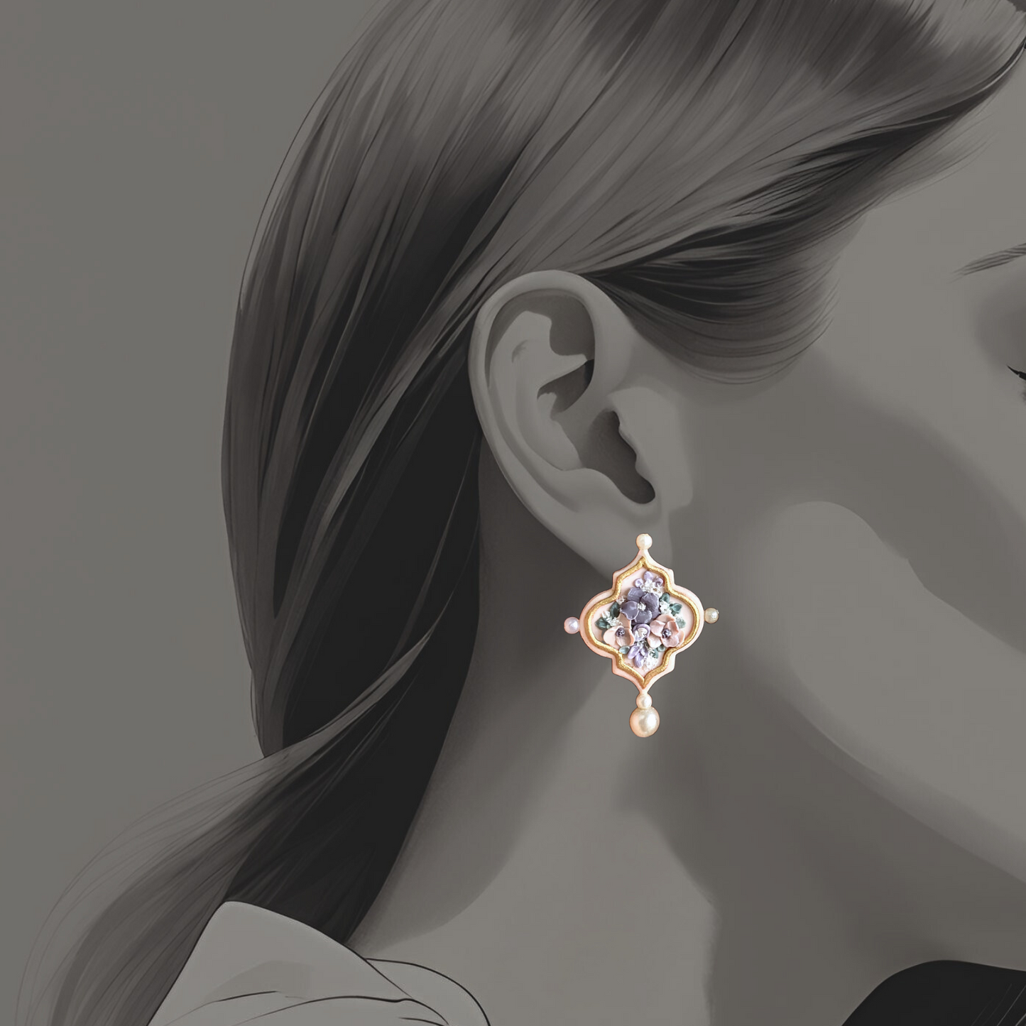 Pearls n Petals Stud Earrings