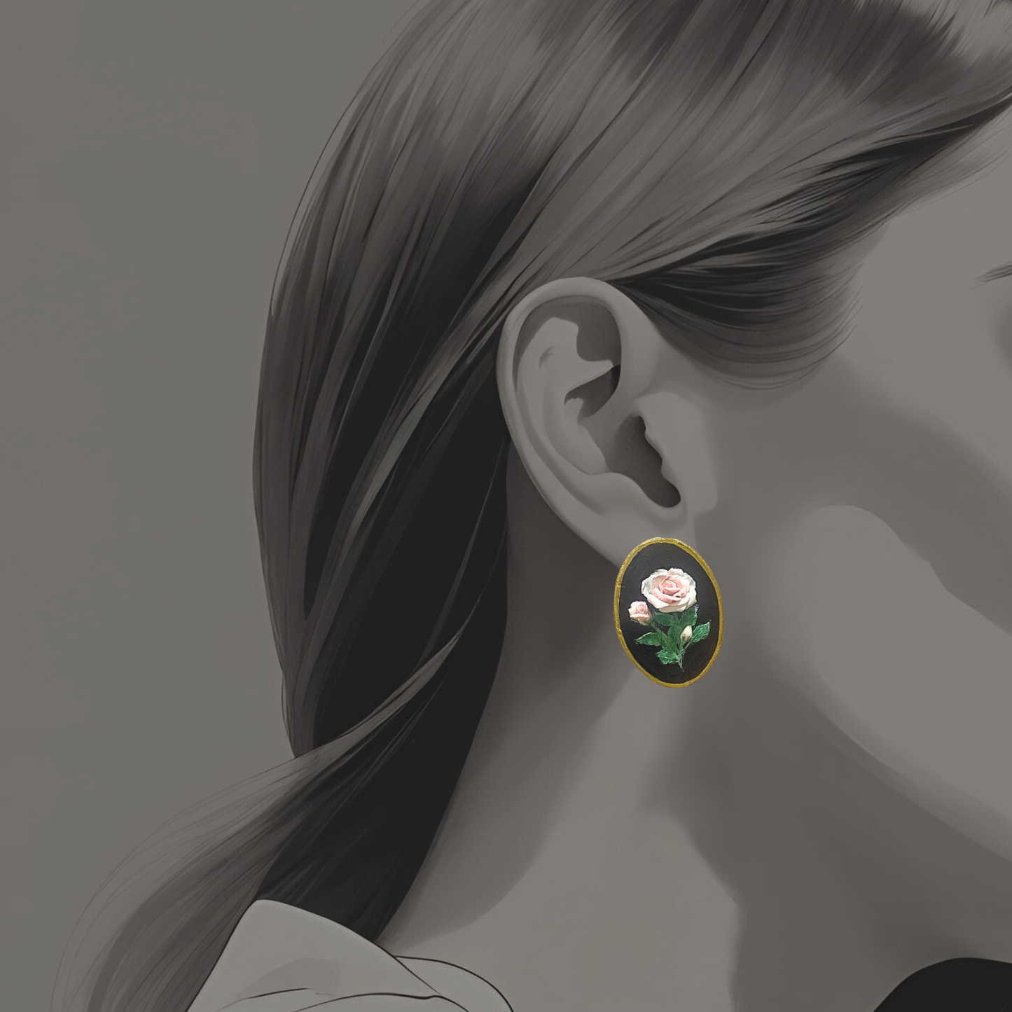 Vintage Rose Stud Earrings