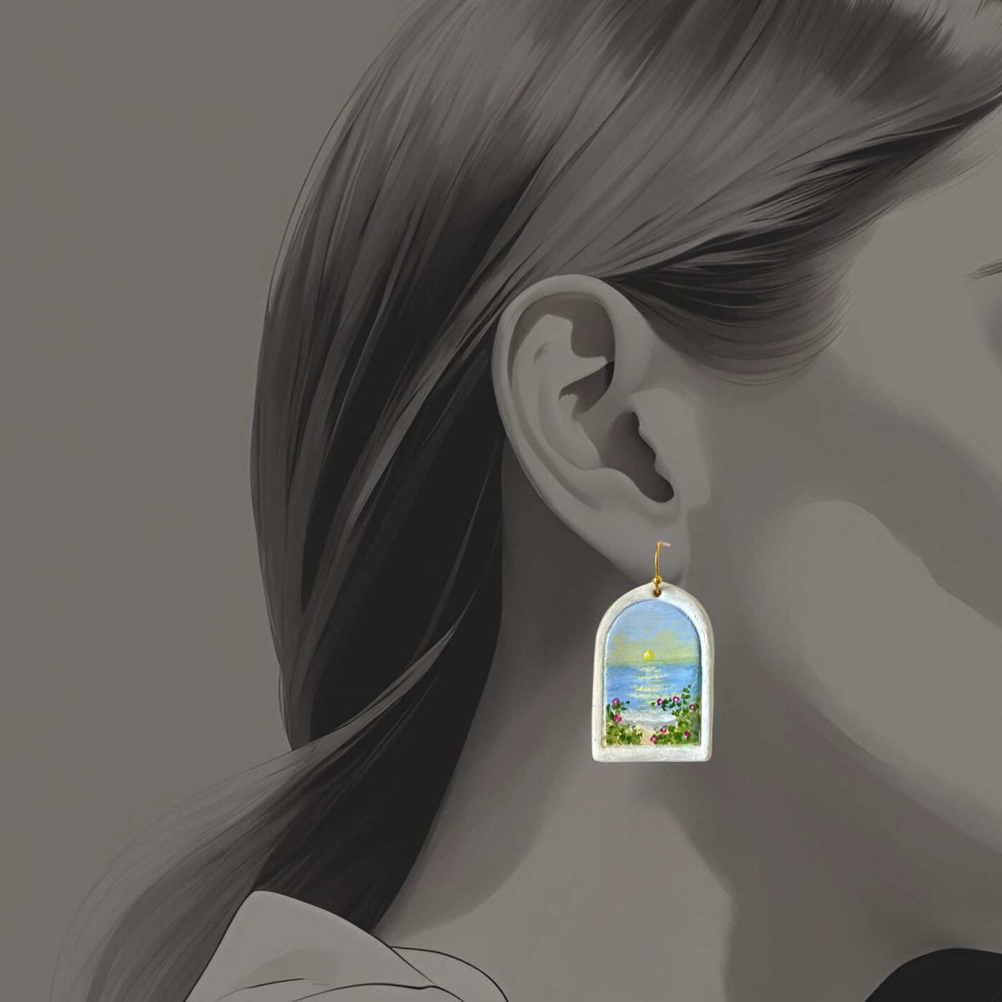 Sunset Serenity Hand-painted Earrings