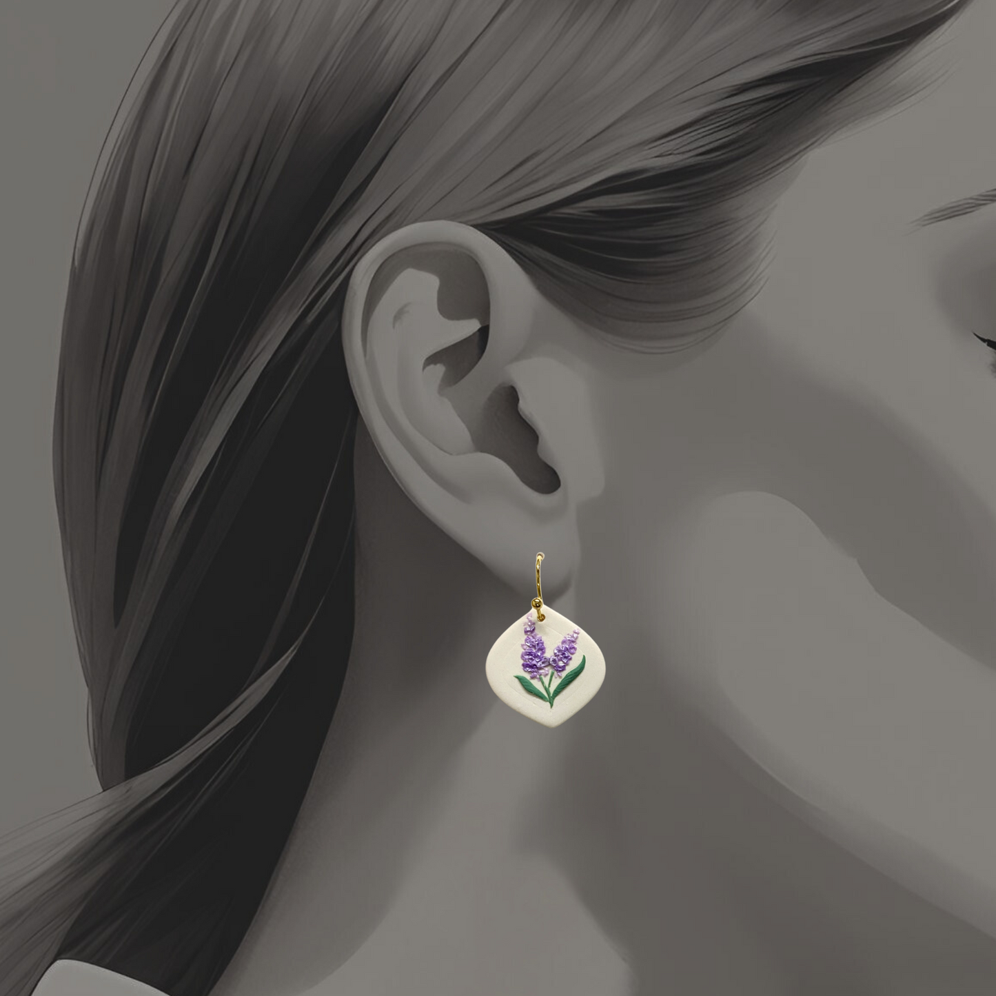 Lavender Bloom Drop Earrings