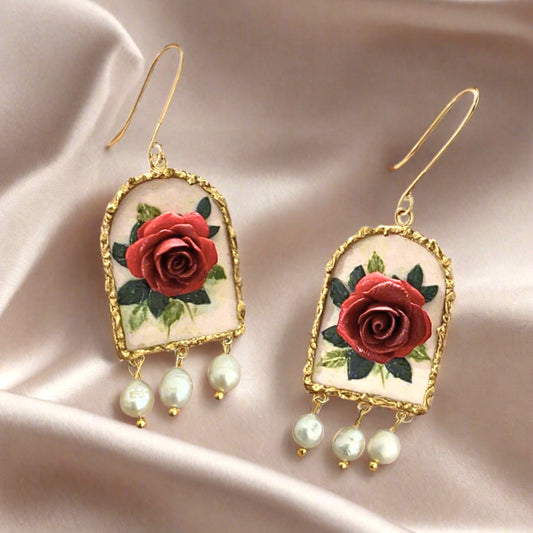 Victorian Rose Dangle Earrings