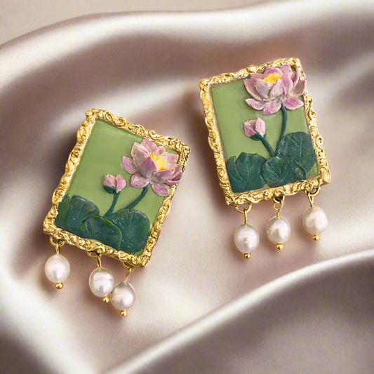 Regal Lotus Drop Earrings