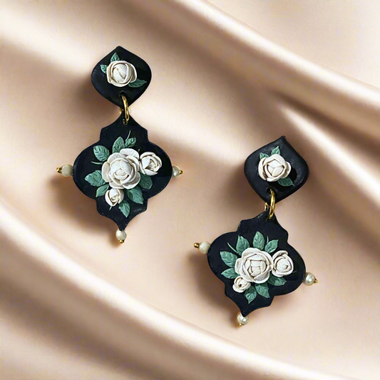 Ivory Noir Dangler Earrings