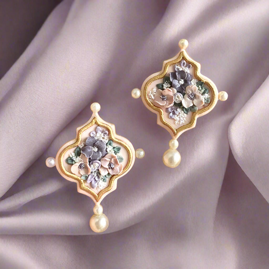 Pearls n Petals Stud Earrings