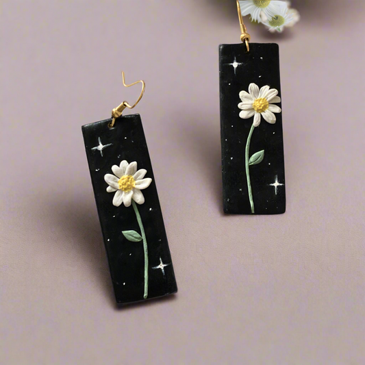 Midnight Daisy Drop Earrings