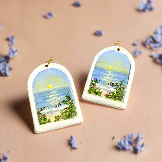 Sunset Serenity Hand-painted Earrings