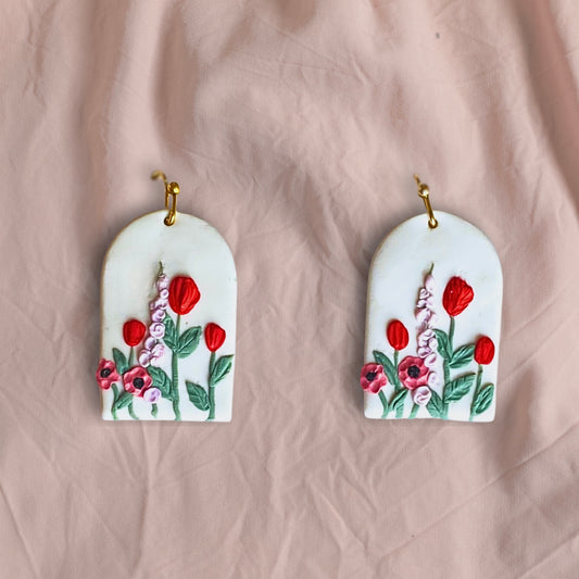 Crimson Fields Drop Earrings
